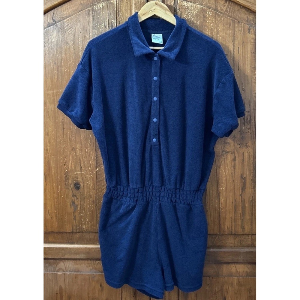 Offline by Aerie Women's Summer Lights Light Blue Terry Romper Sz Med